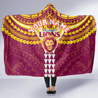 Personalized Brisbane Lions Hooded Blanket Polynesian Tribal Pattern Heritage Football