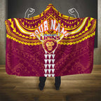 Personalized Brisbane Lions Hooded Blanket Polynesian Tribal Pattern Heritage Football