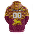 Personalized Brisbane Lions Hoodie Polynesian Tribal Pattern Heritage Football