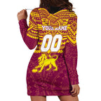 Personalized Brisbane Lions Hoodie Dress Polynesian Tribal Pattern Heritage Football