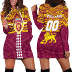 Personalized Brisbane Lions Hoodie Dress Polynesian Tribal Pattern Heritage Football