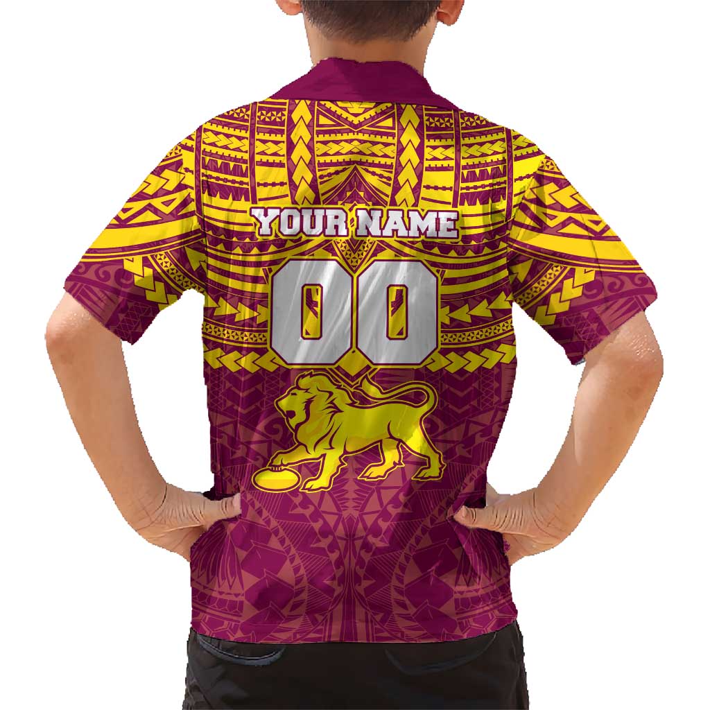 Personalized Brisbane Lions Kid Hawaiian Shirt Polynesian Tribal Pattern Heritage Football