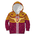 Personalized Brisbane Lions Kid Hoodie Polynesian Tribal Pattern Heritage Football