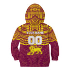 Personalized Brisbane Lions Kid Hoodie Polynesian Tribal Pattern Heritage Football