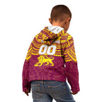 Personalized Brisbane Lions Kid Hoodie Polynesian Tribal Pattern Heritage Football
