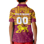 Personalized Brisbane Lions Kid Polo Shirt Polynesian Tribal Pattern Heritage Football