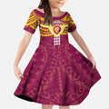 Personalized Brisbane Lions Kid Short Sleeve Dress Polynesian Tribal Pattern Heritage Football
