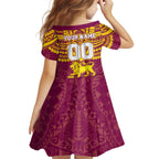 Personalized Brisbane Lions Kid Short Sleeve Dress Polynesian Tribal Pattern Heritage Football