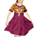 Personalized Brisbane Lions Kid Short Sleeve Dress Polynesian Tribal Pattern Heritage Football