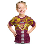 Personalized Brisbane Lions Kid T Shirt Polynesian Tribal Pattern Heritage Football