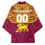 Personalized Brisbane Lions Kimono Polynesian Tribal Pattern Heritage Football