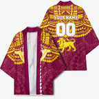 Personalized Brisbane Lions Kimono Polynesian Tribal Pattern Heritage Football