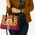 Personalized Brisbane Lions Leather Bag Polynesian Tribal Pattern Heritage Football