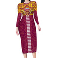 Personalized Brisbane Lions Long Sleeve Bodycon Dress Polynesian Tribal Pattern Heritage Football