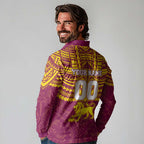 Personalized Brisbane Lions Long Sleeve Polo Shirt Polynesian Tribal Pattern Heritage Football