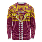 Personalized Brisbane Lions Long Sleeve Shirt Polynesian Tribal Pattern Heritage Football