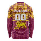 Personalized Brisbane Lions Long Sleeve Shirt Polynesian Tribal Pattern Heritage Football