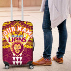 Personalized Brisbane Lions Luggage Cover Polynesian Tribal Pattern Heritage Football