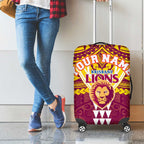 Personalized Brisbane Lions Luggage Cover Polynesian Tribal Pattern Heritage Football