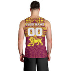 Personalized Brisbane Lions Men Tank Top Polynesian Tribal Pattern Heritage Football