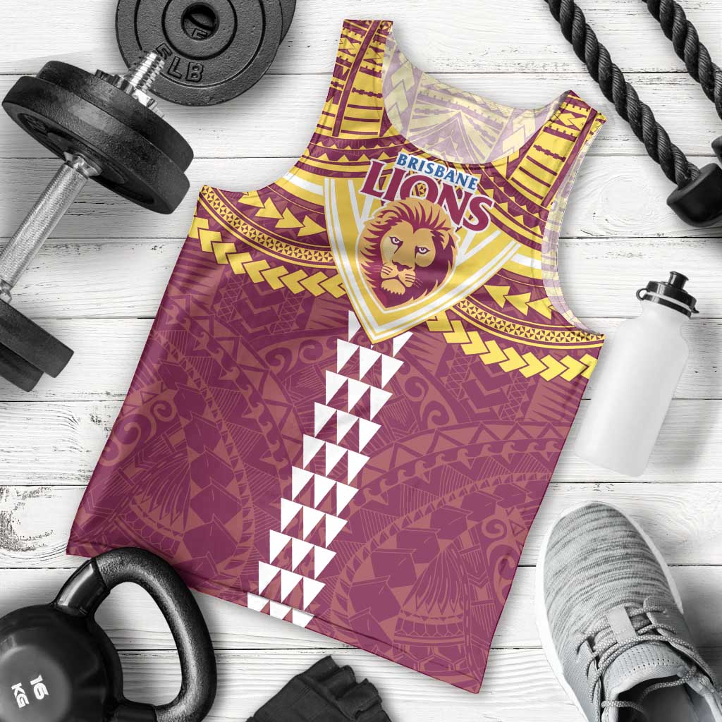 Personalized Brisbane Lions Men Tank Top Polynesian Tribal Pattern Heritage Football