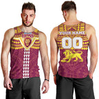 Personalized Brisbane Lions Men Tank Top Polynesian Tribal Pattern Heritage Football