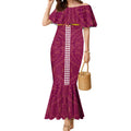 Personalized Brisbane Lions Mermaid Dress Polynesian Tribal Pattern Heritage Football