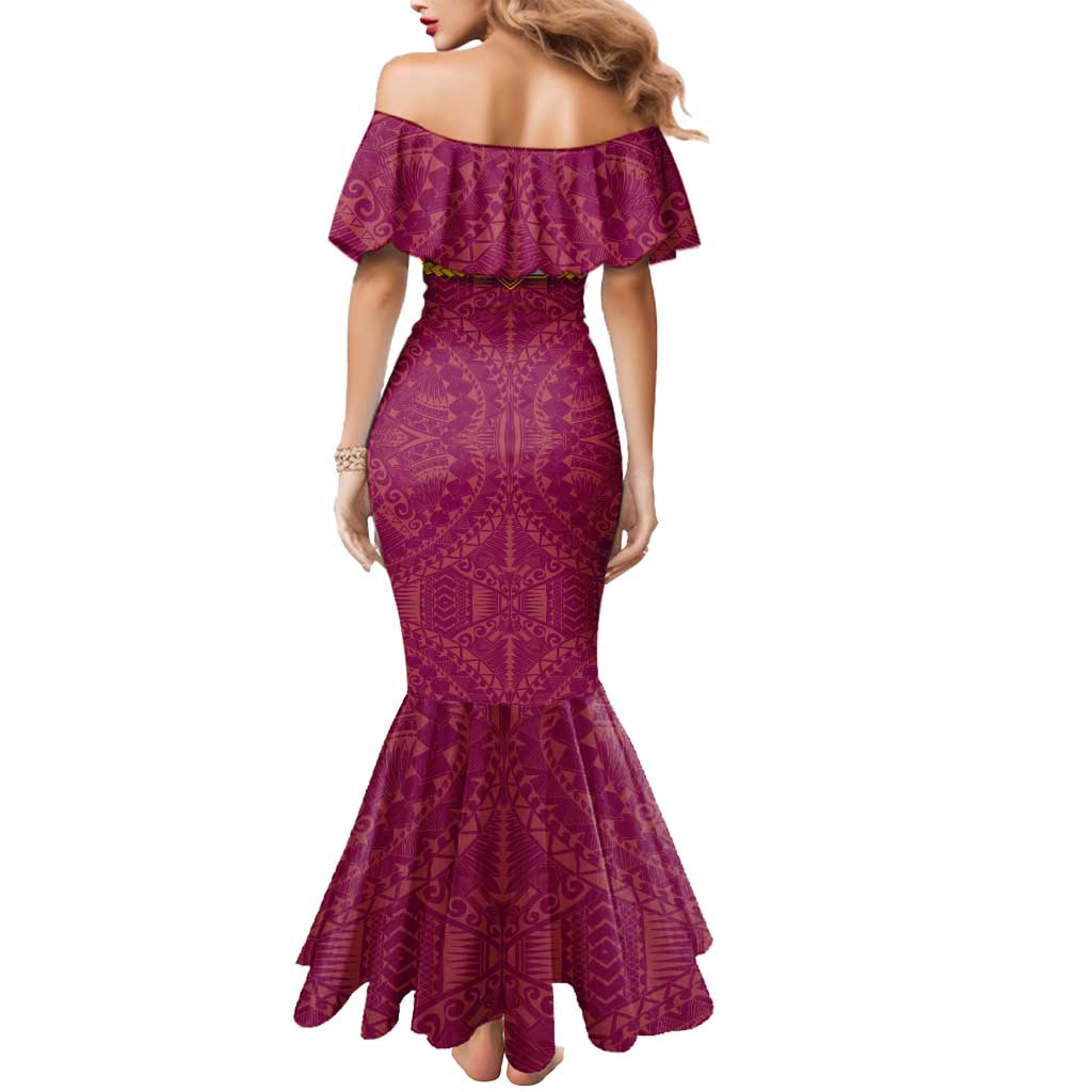 Personalized Brisbane Lions Mermaid Dress Polynesian Tribal Pattern Heritage Football