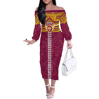 Personalized Brisbane Lions Off The Shoulder Long Sleeve Dress Polynesian Tribal Pattern Heritage Football