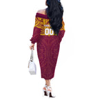 Personalized Brisbane Lions Off The Shoulder Long Sleeve Dress Polynesian Tribal Pattern Heritage Football