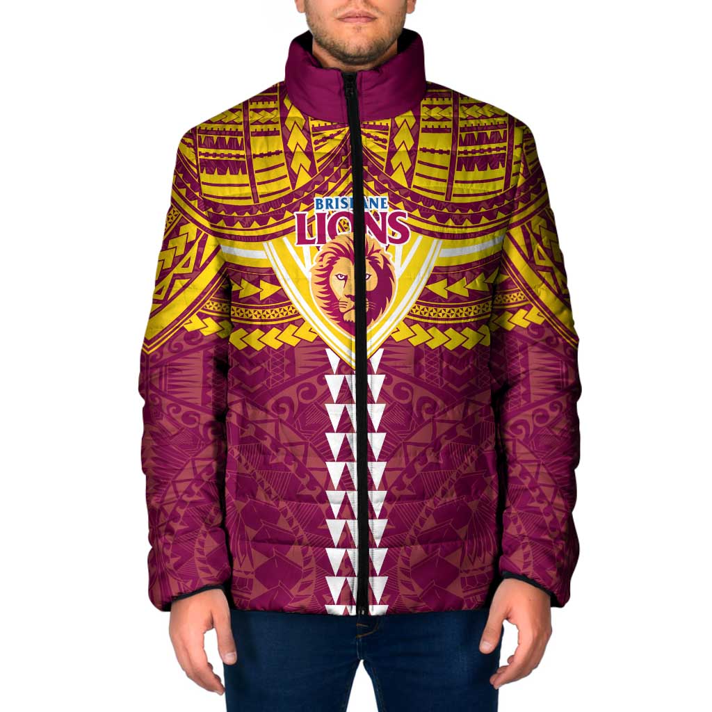 Personalized Brisbane Lions Padded Jacket Polynesian Tribal Pattern Heritage Football