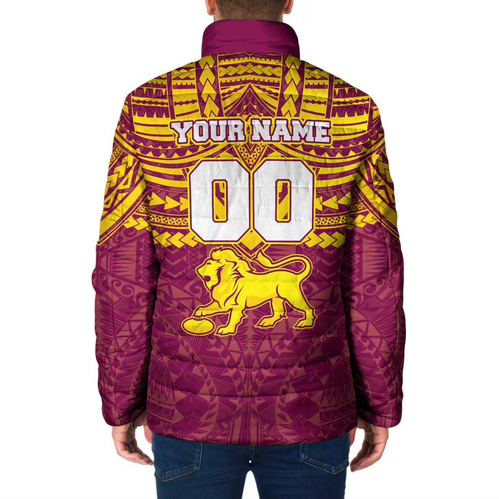 Personalized Brisbane Lions Padded Jacket Polynesian Tribal Pattern Heritage Football