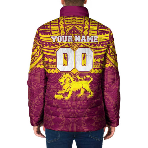 Personalized Brisbane Lions Padded Jacket Polynesian Tribal Pattern Heritage Football