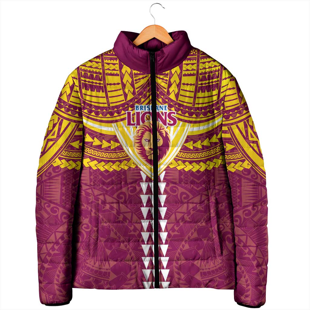 Personalized Brisbane Lions Padded Jacket Polynesian Tribal Pattern Heritage Football