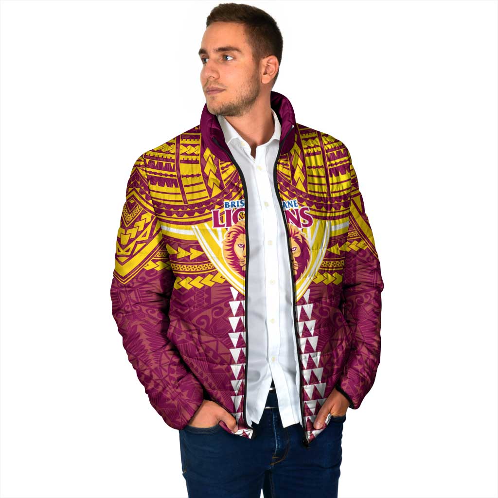 Personalized Brisbane Lions Padded Jacket Polynesian Tribal Pattern Heritage Football