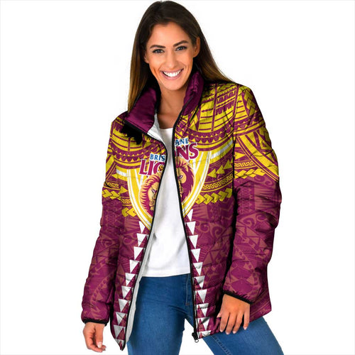 Personalized Brisbane Lions Padded Jacket Polynesian Tribal Pattern Heritage Football