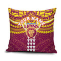Personalized Brisbane Lions Pillow Cover Polynesian Tribal Pattern Heritage Football