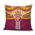 Personalized Brisbane Lions Pillow Cover Polynesian Tribal Pattern Heritage Football