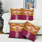 Personalized Brisbane Lions Pillow Cover Polynesian Tribal Pattern Heritage Football