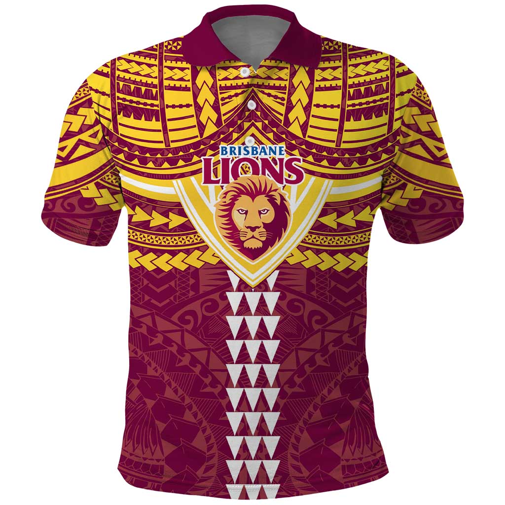 Personalized Brisbane Lions Polo Shirt Polynesian Tribal Pattern Heritage Football