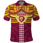Personalized Brisbane Lions Polo Shirt Polynesian Tribal Pattern Heritage Football