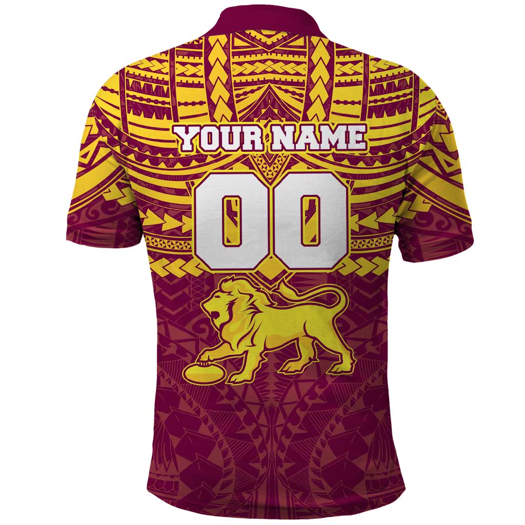 Personalized Brisbane Lions Polo Shirt Polynesian Tribal Pattern Heritage Football