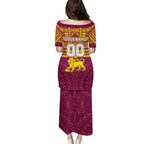 Personalized Brisbane Lions Puletasi Polynesian Tribal Pattern Heritage Football