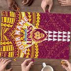 Personalized Brisbane Lions Puzzle Polynesian Tribal Pattern Heritage Football