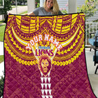 Personalized Brisbane Lions Quilt Polynesian Tribal Pattern Heritage Football