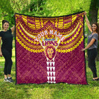 Personalized Brisbane Lions Quilt Polynesian Tribal Pattern Heritage Football