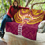 Personalized Brisbane Lions Quilt Polynesian Tribal Pattern Heritage Football
