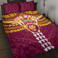 Personalized Brisbane Lions Quilt Bed Set Polynesian Tribal Pattern Heritage Football