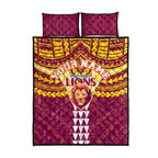 Personalized Brisbane Lions Quilt Bed Set Polynesian Tribal Pattern Heritage Football