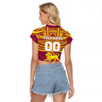 Personalized Brisbane Lions Raglan Cropped T Shirt Polynesian Tribal Pattern Heritage Football